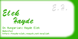 elek hayde business card